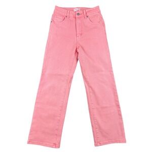 Pink Lily High Waist Wide Leg Cropped Pink Jeans Womens Size 26 Casual Denim 440